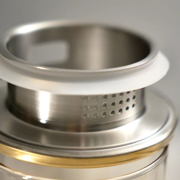 7 Piece Glass Pitcher Set (with Straining Lid, Handle) and 6 Glasses - AMBER - Picture 2 of 3